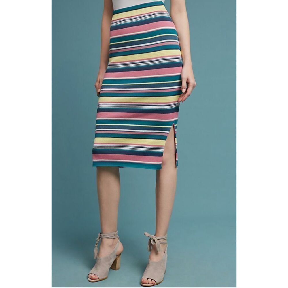 Anthropologie Maeve Iana Striped Multicolored Striped Knit Skirt